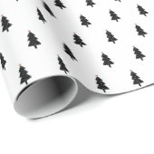 Moderne zwart-wit minimalistische kerstboom cadeaupapier (Rol Hoek)