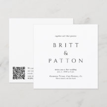 Moderne Zwart-Wit Minimalistische QR-code Trouwdag