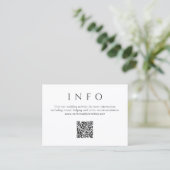 Moderne zwart-wit minimalistische QR-code trouwkaa Informatiekaartje (Staand voorkant)