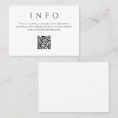 Moderne zwart-wit minimalistische QR-code trouwkaa Informatiekaartje (Voorkant / Achterkant)