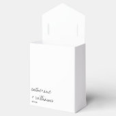 Moderne Zwart & Wit Minimalistische Script Bruilof Bedankdoosjes (Geopend)
