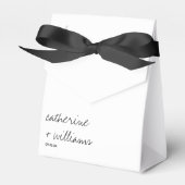 Moderne Zwart & Wit Minimalistische Script Bruilof Bedankdoosjes (Voorkant Zijde)