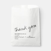 Moderne Zwart & Wit Minimalistische Script Bruilof Bedankzakje (Voorkant)