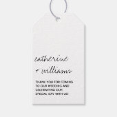 Moderne Zwart & Wit Minimalistische Script Bruilof Cadeaulabel (Voorkant)