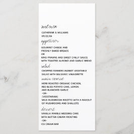 Moderne Zwart & Wit Minimalistische Script Bruilof Menu