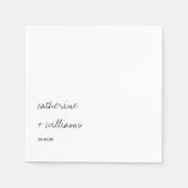 Moderne Zwart & Wit Minimalistische Script Bruilof Servet (Voorkant)
