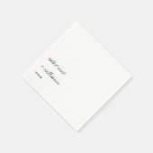 Moderne Zwart & Wit Minimalistische Script Bruilof Servet (Hoek)