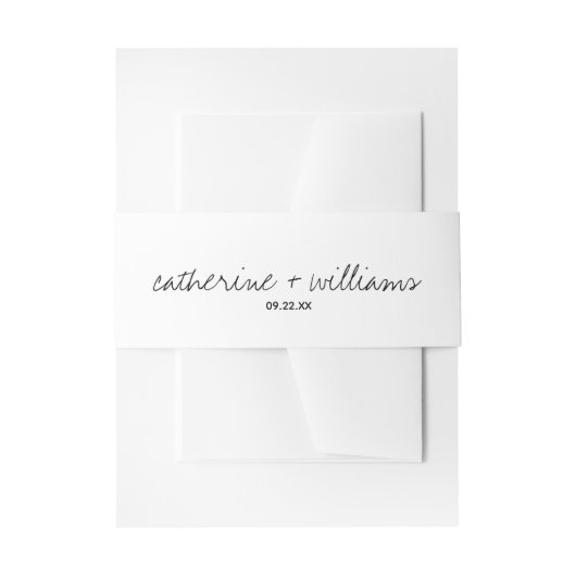 Moderne Zwart & Wit Minimalistische Script Bruilof Uitnodigingen Wikkel (Voorkant Voorbeeld)