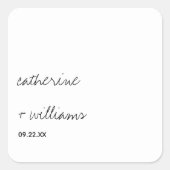 Moderne Zwart & Wit Minimalistische Script Bruilof Vierkante Sticker (Voorkant)