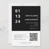 Moderne Zwart-Wit Minimalistische Trouw-QR-code Save The Date (Voorkant)