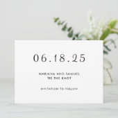 Moderne Zwart-Wit Minimalistische Trouw Save The Date (Staand voorkant)