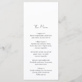 Moderne zwart-wit minimalistische trouwdag menu (Voorkant)