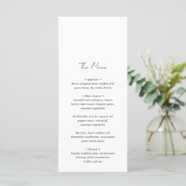 Moderne zwart-wit minimalistische trouwdag menu