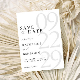 Moderne Zwart-Wit Minimalistische Trouwdag Save The Date