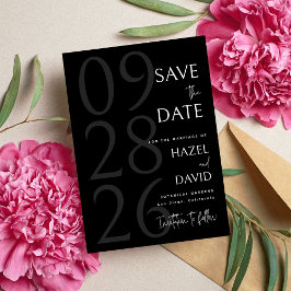 Moderne Zwart-Wit Minimalistische Trouwdag Save The Date