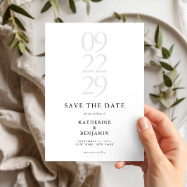 Moderne Zwart-Wit Minimalistische Trouwdag Save The Date