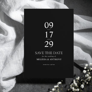 Moderne Zwart-Wit Minimalistische Trouwdag Save The Date