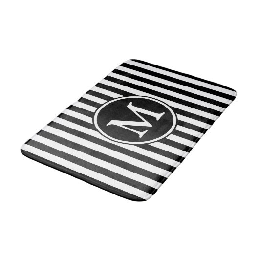 Moderne zwart-wit monogram badmat (Gekanteld)