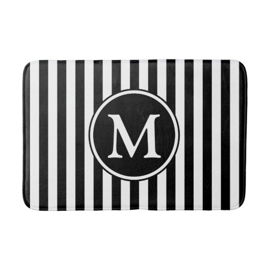 Moderne zwart-wit monogram badmat (Voorkant)