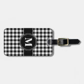 Moderne zwart-wit monogram bagagelabel (Voorkant horizontaal)