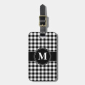 Moderne zwart-wit monogram bagagelabel (Voorkant verticaal)