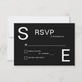 Moderne zwart-wit monogram bruiloft RSVP kaartje (Voorkant)