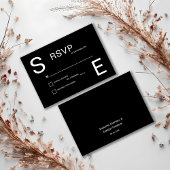 Moderne zwart-wit monogram bruiloft RSVP kaartje