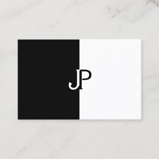Moderne zwart-wit monogram Elegante Sjabloon Visitekaartje (Voorkant)