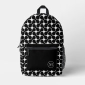 Moderne Zwart-Wit Monogram Geometrisch Bedrukte Rugzak (Voorkant)