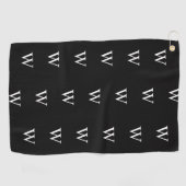 Moderne zwart-wit monogram initiaal golfhanddoek (Horizontaal)