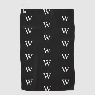 Moderne zwart-wit monogram initiaal golfhanddoek