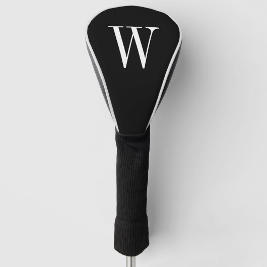 Moderne zwart-wit monogram initiaal golfheadcover (Voorkant)