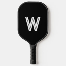 Moderne zwart-wit monogram initiaal pickleball paddle