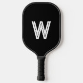 Moderne zwart-wit monogram initiaal pickleball paddle (Achterkant)