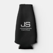 Moderne zwart-wit monogram Initiaal Sjabloon Flesjeskoeler (Voorkant)