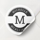 Moderne zwart-wit monogram initiaal sticker