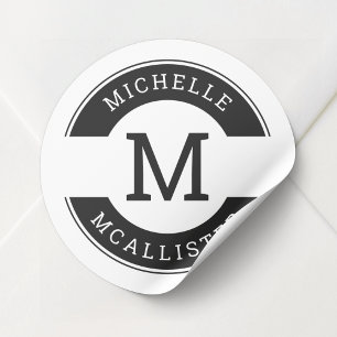 Moderne zwart-wit monogram initiaal sticker