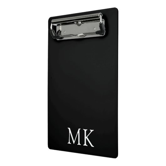 Moderne zwart-wit monogram Initialen Mini Klembord (Angled2)