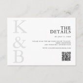 Moderne zwart-wit Monogram Minimalistische bruilof Informatiekaartje (Voorkant)