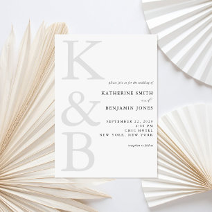 Moderne zwart-wit Monogram Minimalistische bruilof Kaart
