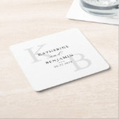 Moderne zwart-wit Monogram Minimalistische bruilof Kartonnen Onderzetters (Schuin)