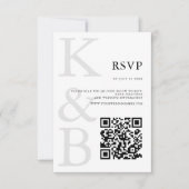 Moderne zwart-wit Monogram Minimalistische bruilof RSVP Kaartje (Voorkant)