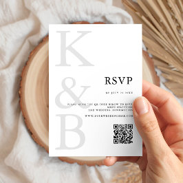 Moderne zwart-wit Monogram Minimalistische bruilof RSVP Kaartje