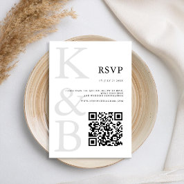Moderne zwart-wit Monogram Minimalistische bruilof RSVP Kaartje