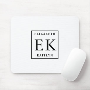 Moderne zwart-wit monogram muismat