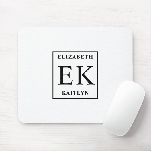 Moderne zwart-wit monogram muismat (Met muis)