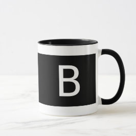 Moderne zwart-wit monogram personalisatie mok