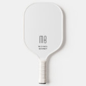 Moderne zwart-wit monogram pickleball paddle (Achterkant)