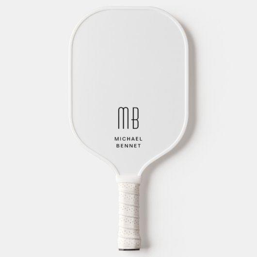 Moderne zwart-wit monogram pickleball paddle (Voorkant)