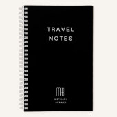 Moderne zwart-wit monogram reizen notitieboek (Voorkant)